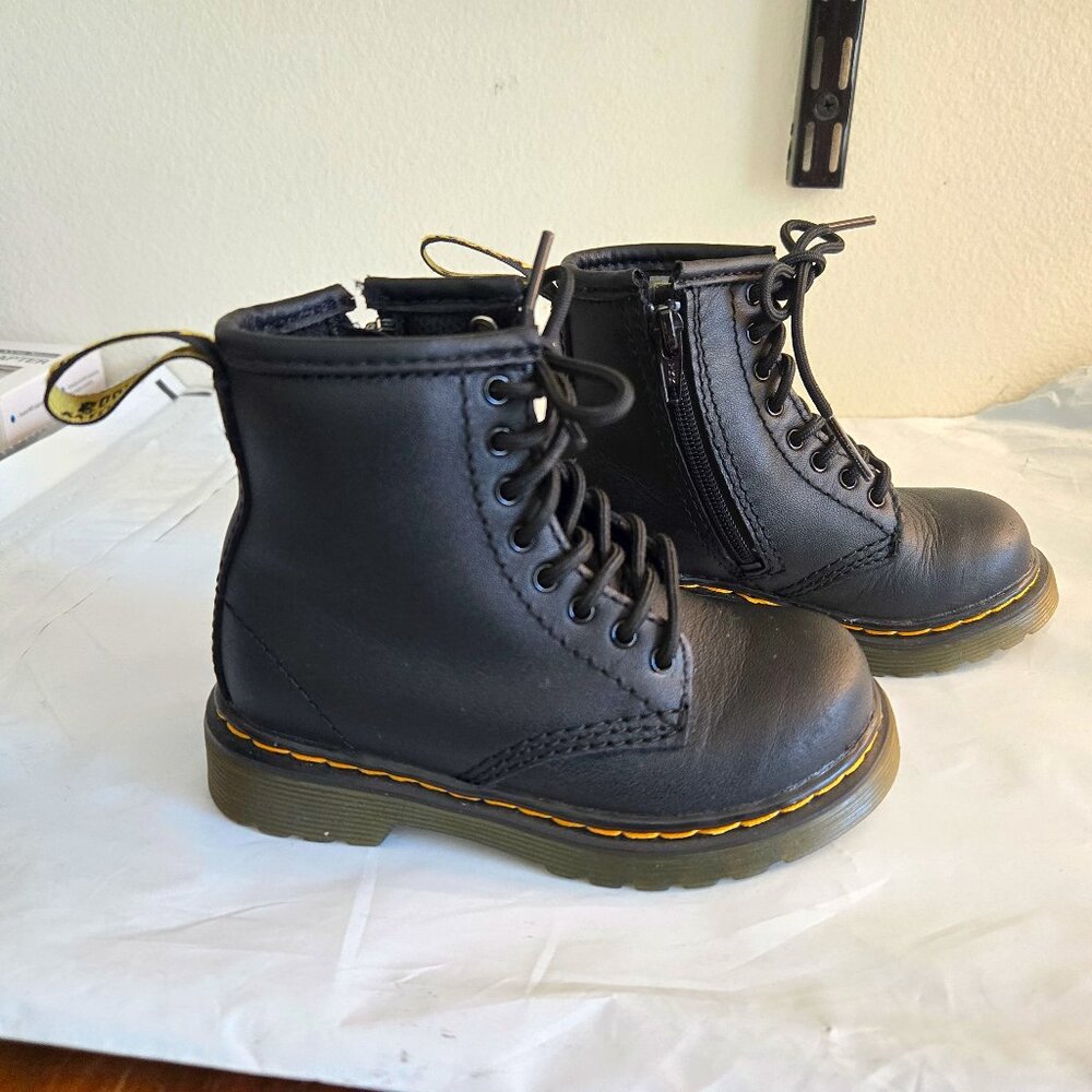 Like-new Dr. Martens 1460 Black Leather Lace Up Zip Ankle Boots Toddler